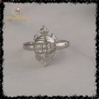 925 silver designed  tortoise ring with two rows of white stones -SIZE-17