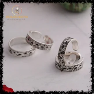 925 silver adjustable toe ring with boats on wave design