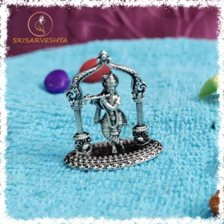 925 Silver Krishna in Standing Posture with Flute &  Arch 2D Idol 09.520 Grams