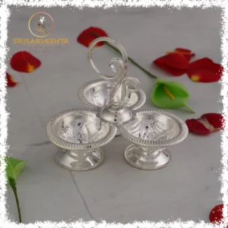 925 Sterling 3 bowl Silver Kumkum Holder
