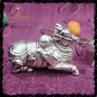 925 Silver Nandi in Sitting Posture -Plain 3D IDOL