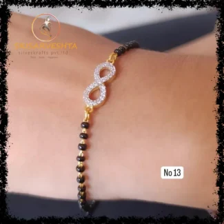 925 Infinity black beads Bracelet