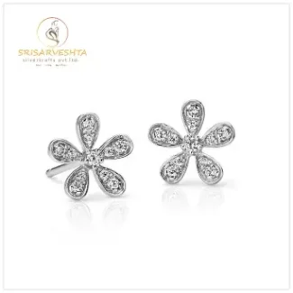 925 Silver flower model ear top with white stones.