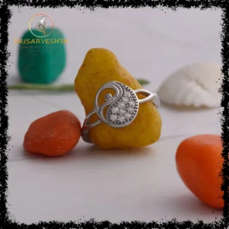 925 silver ring with white stones stuffed in mango design-SIZE-13