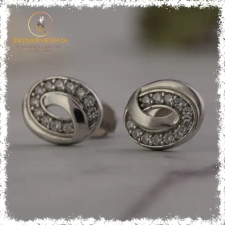925 Silver oval stud with white stones layer