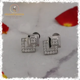 925 sterling white stone rhombus overlay plain rhombus  silver stud