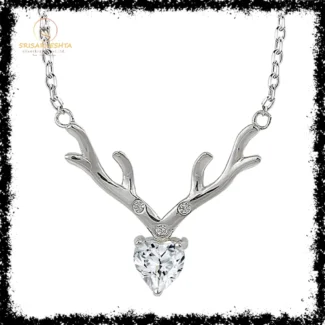 925 Sterling Silver Mahi Deer Heart Shaped Necklace Pendant Chain with Cubic Zirconia Valentine Gift for Women