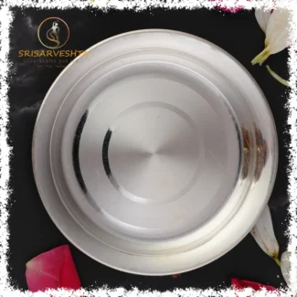 925 silver plain small plate for prasad