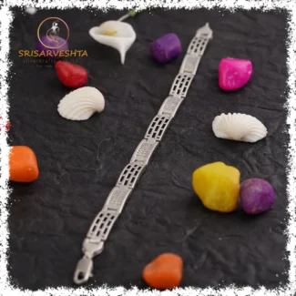 925 silver men's bracelet with pack of white stones followed by silver blocks