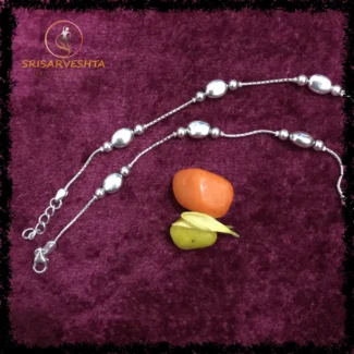925 silver adjustable oval shape solid design with silver balls on either sides