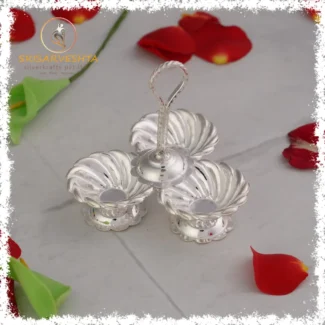 925 Sterling 3 bowl spiral model Silver Kumkum Holder .