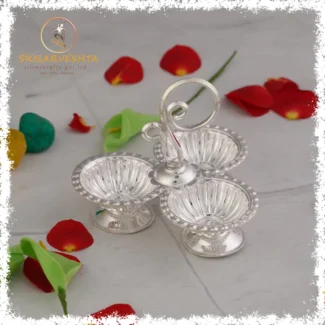 925 Sterling Silver 3 bowl designed Kumkum Holder