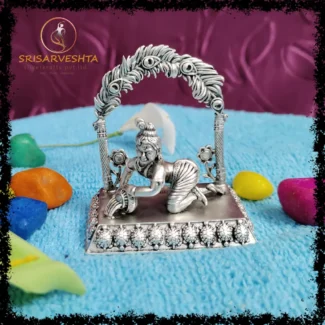 925 Silver Venna Krishna with Turtle Symbol Border Platform & Arch3D Idol