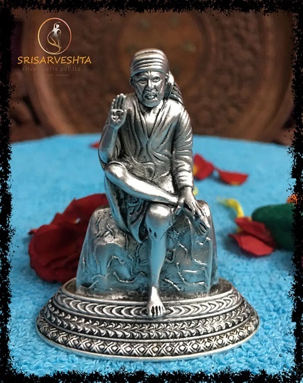 925 Silver 2D Sai Baba Sitting Idol