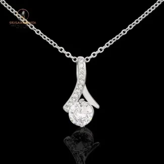925 silver ribbon with stone holding white stone locket- With Free Gift -Chain